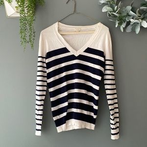 JCrew white and navy striped sweater